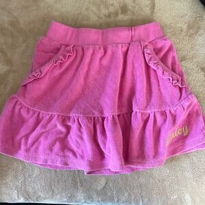 JUICY COUTURE Pink Terricloth Ruffle Detail Gold Embroidered Skort Size Small